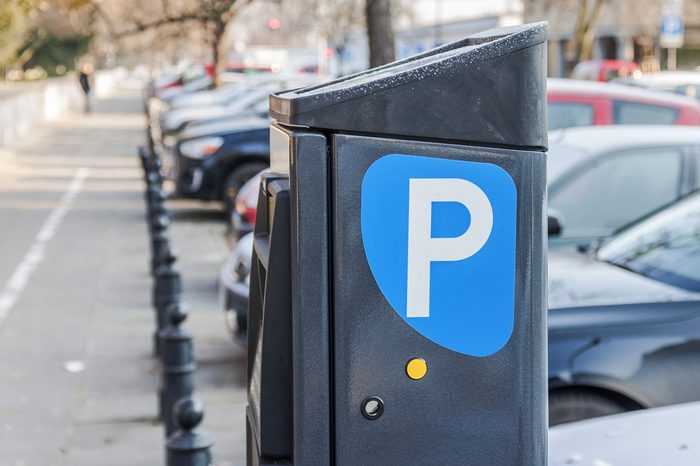Parking lot with authorized parking machine