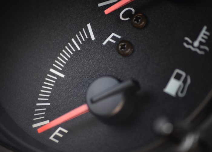 Fuel gauge dash board close up