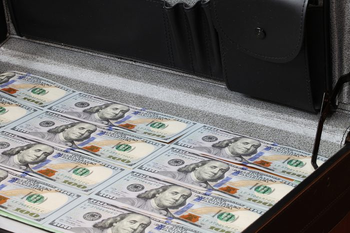 briefcase full of one hundred dollar bills