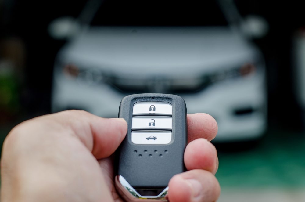 Car key fob unlocking the car
