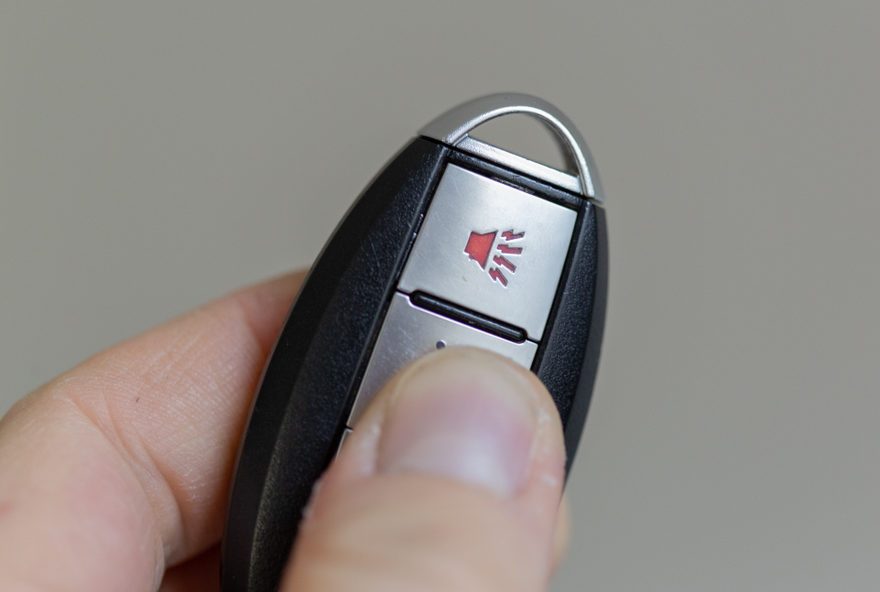 Car fob remote with panic button visible