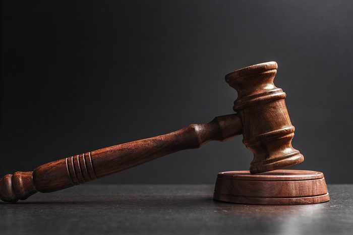 Judge's Gavel over black background