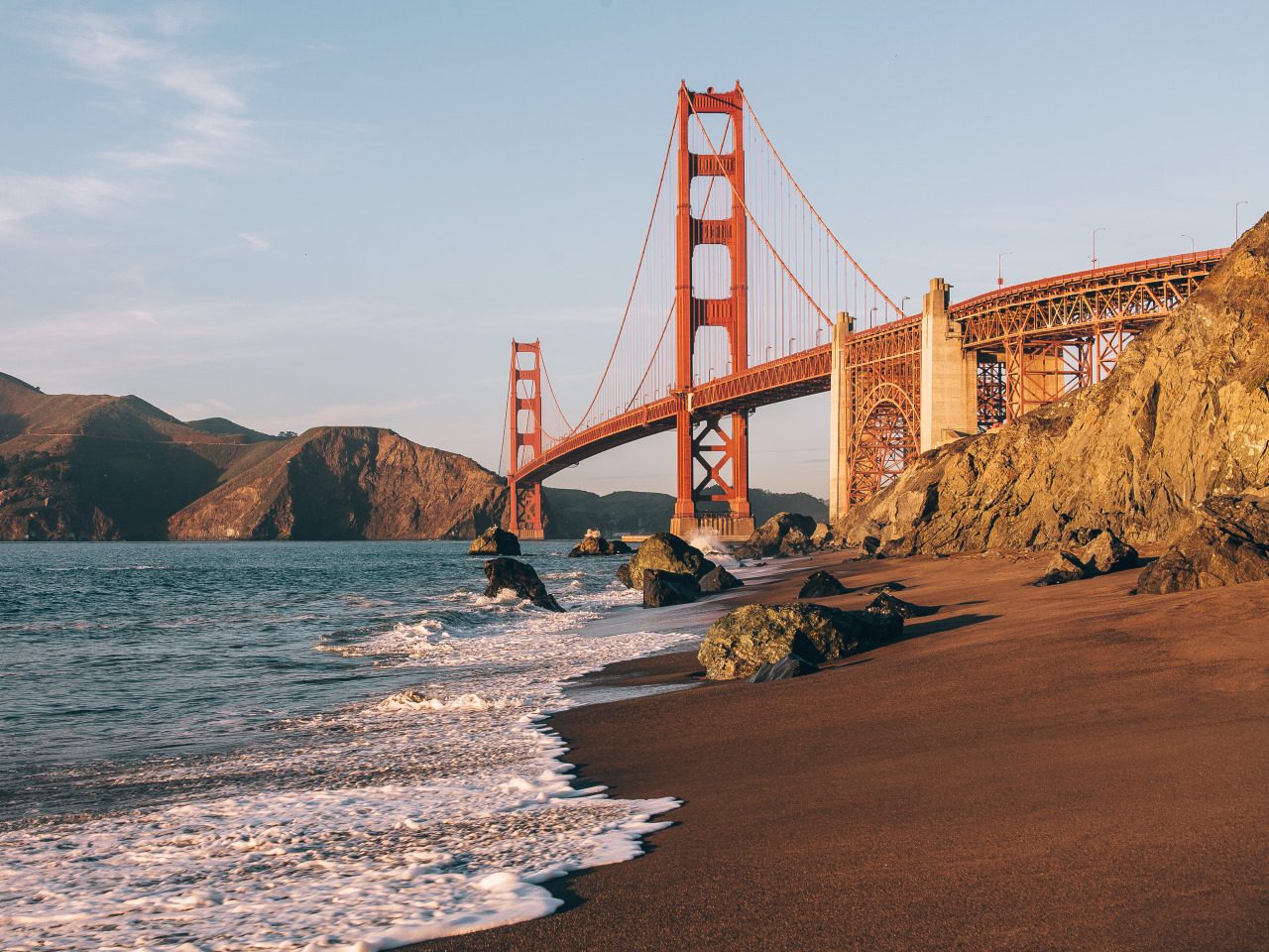 Suspension Bridge Over Sea