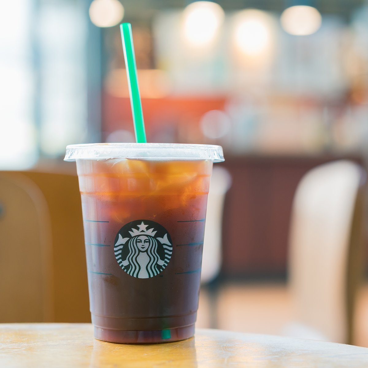 Espresso coffee at Starbucks shop. 
