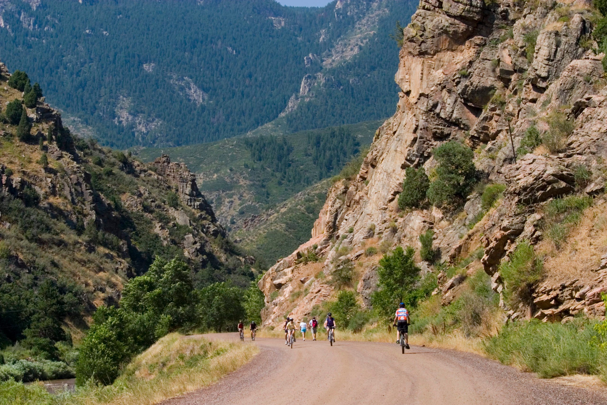 Mountain Bike Riders in Waterton Canyon Colorado