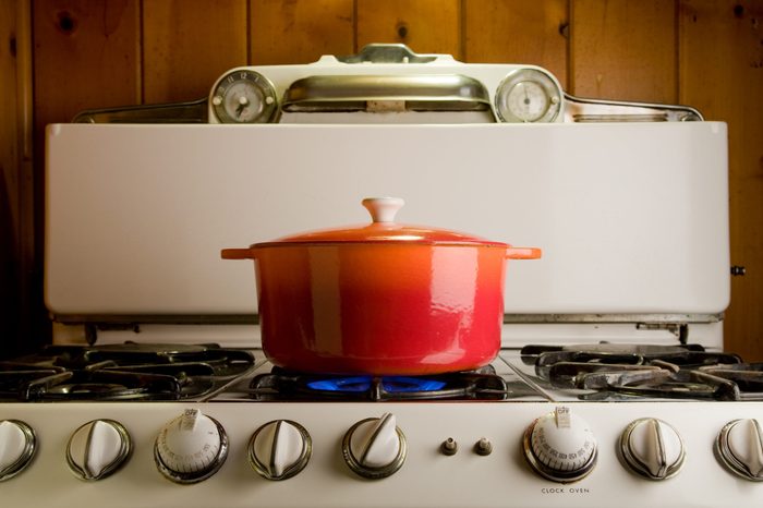 cast iron pot on stove