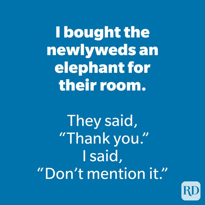 I bought the newlyweds an elephant for their room.