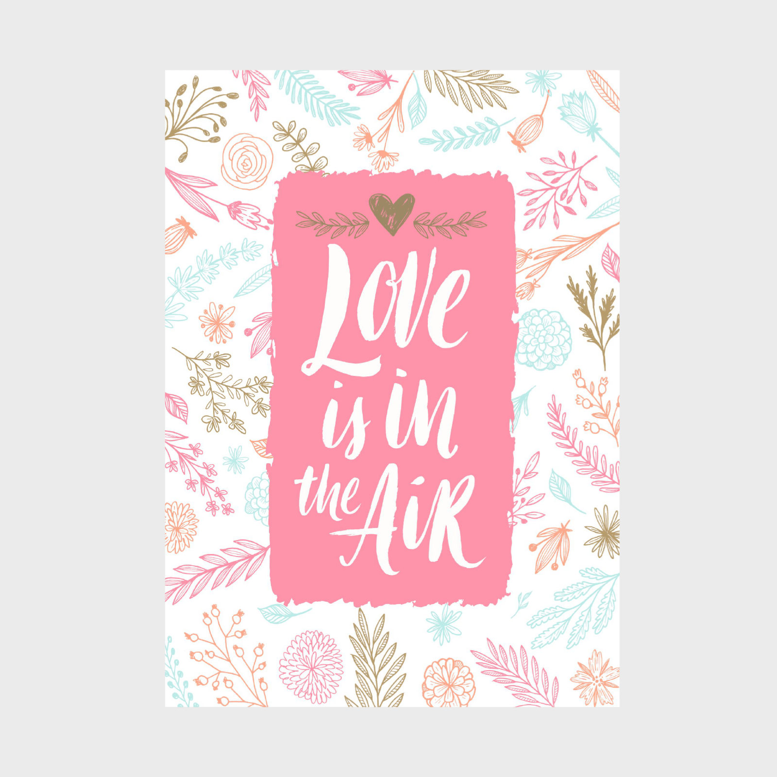 Printable Valentine Cards Floral Love In Air 5x7