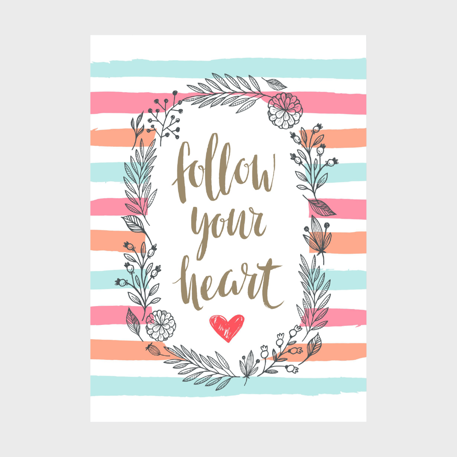 Printable Valentine Cards Follow Your Heart 5x7 Ecomm Via Homemade Gifts Made Easy.com