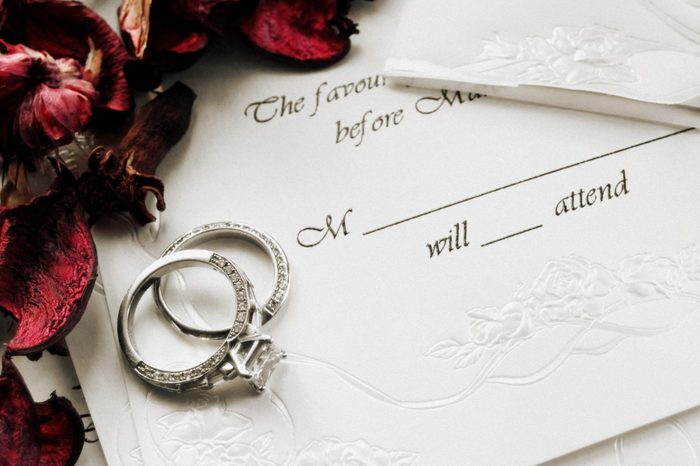 Wedding Invitation With Rose Petals