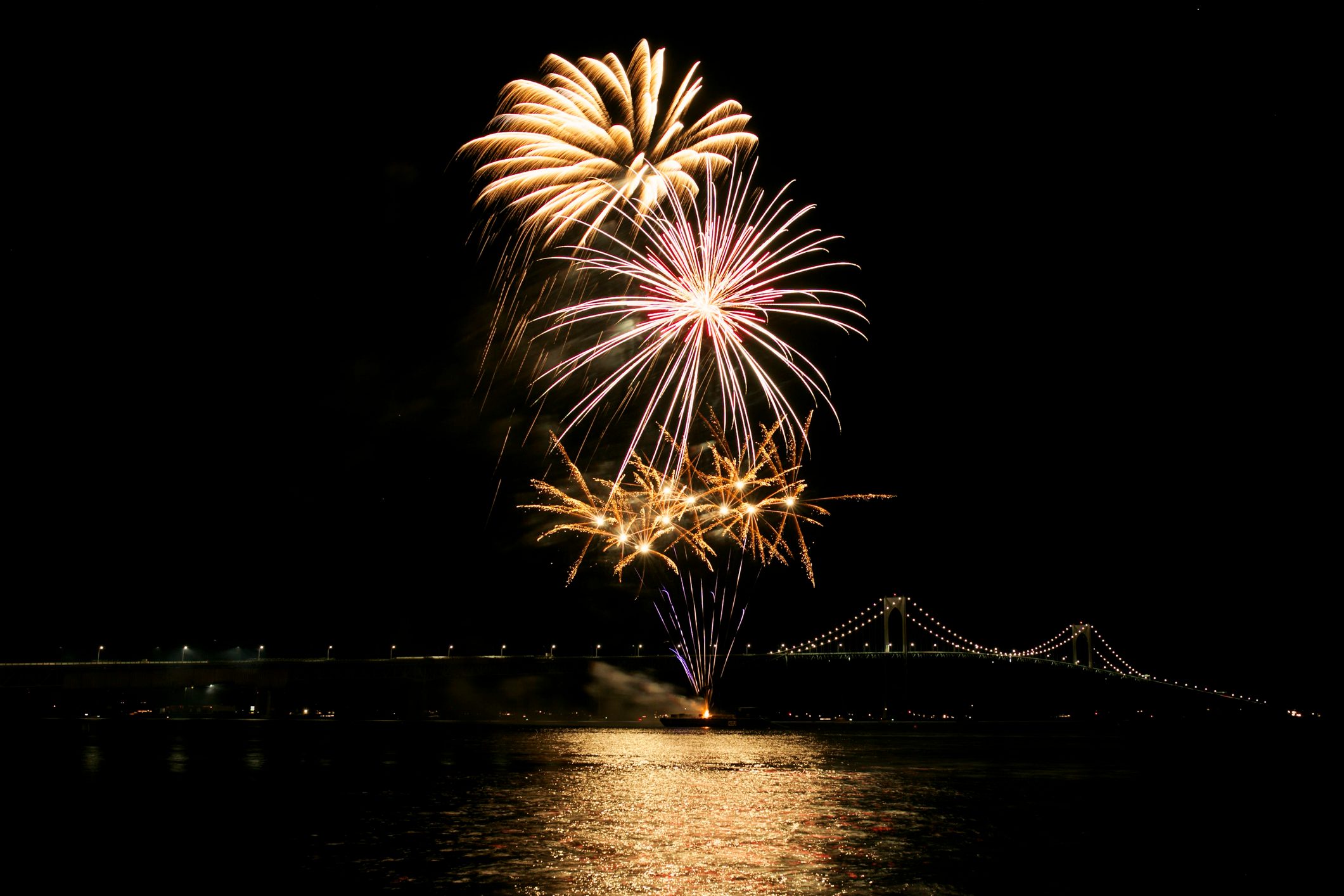 Newport bridge at night