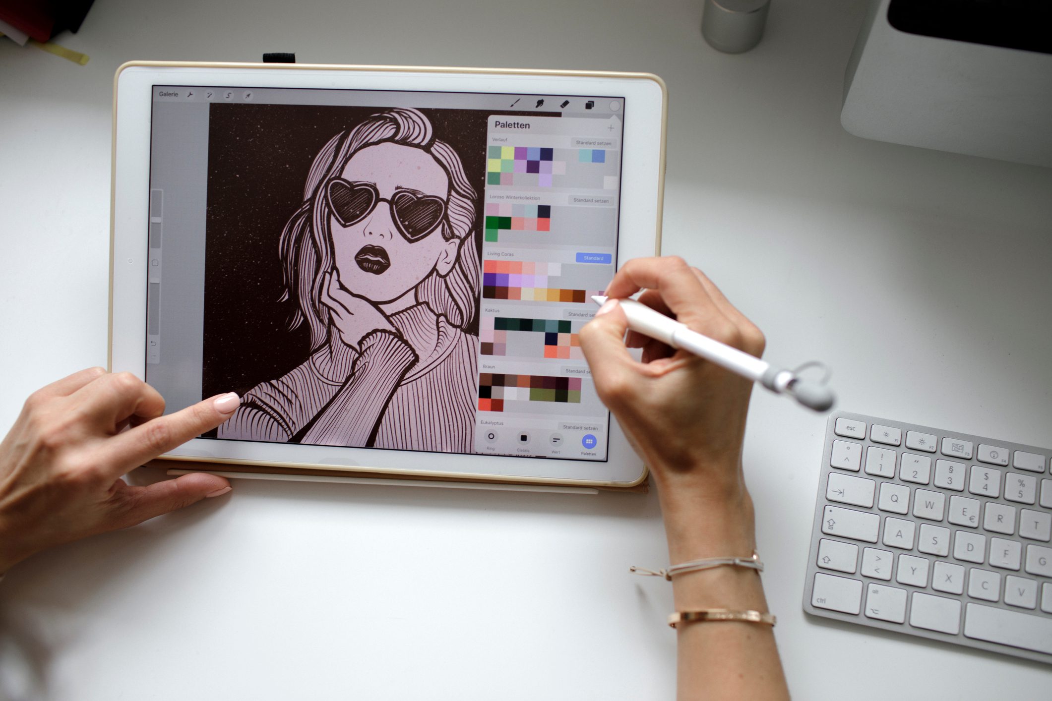 Female web designer using tablet at home