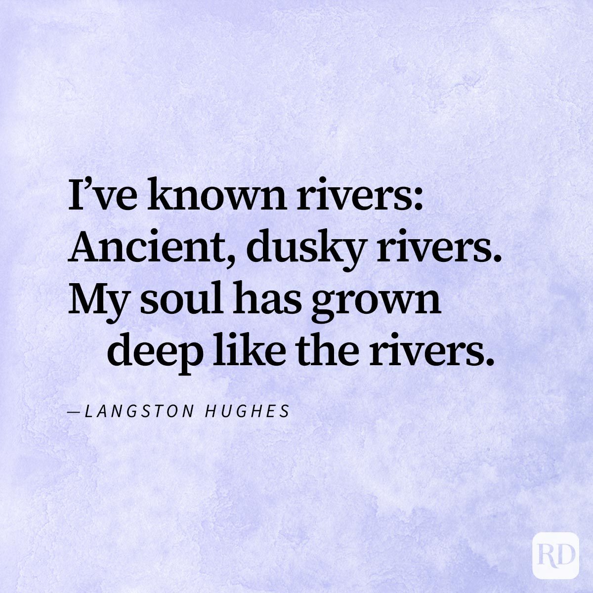 Powerful poem The Negro Speaks of Rivers everyone needs to read by Langston Hughes on watercolour purple background