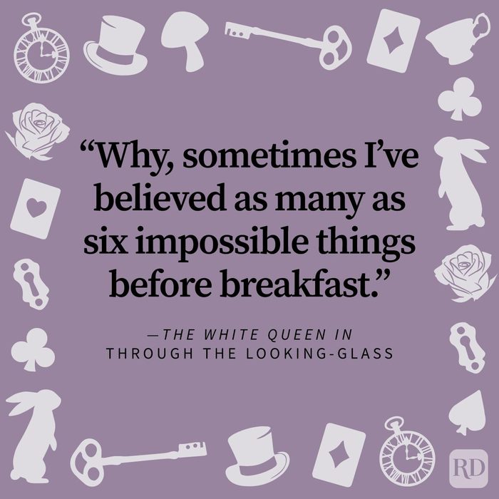 Trippy Alice In Wonderland Quote on a blue background