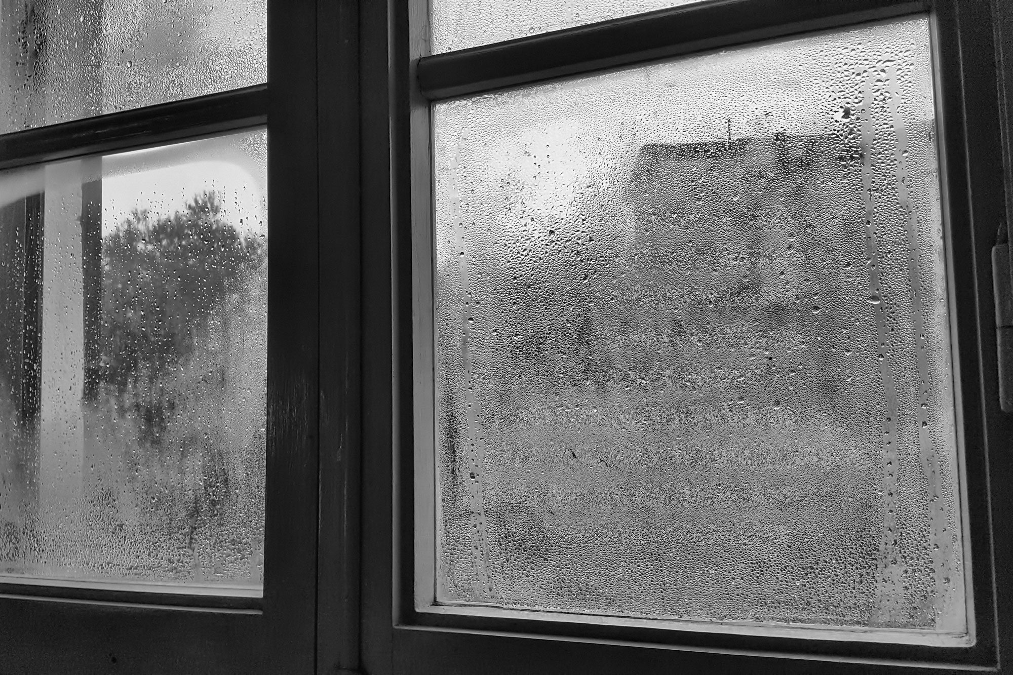 Domestic Room With Rain Droplets On Window