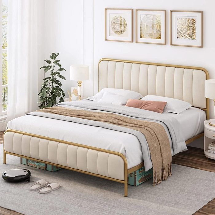 Hithos Upholstered Bed Frame With Tufted Headboard Ecomm Via Amazon.com 