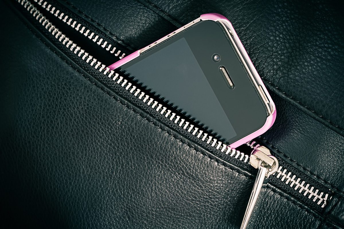 phone in a zip close bag