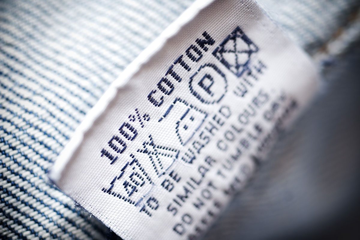 Closeup of a clothing tag