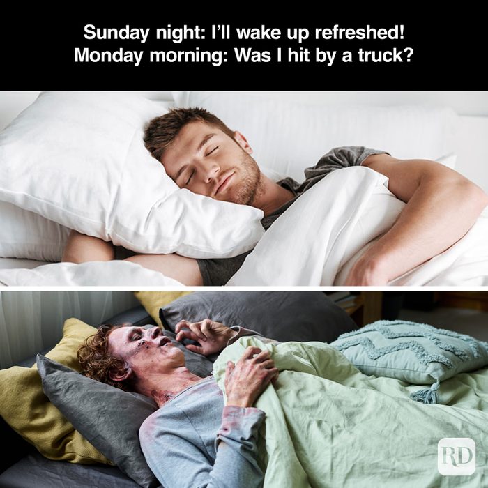 A meme about - Monday Morning Cruel Reality