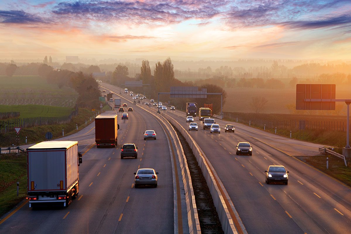 Traffic on highway with cars