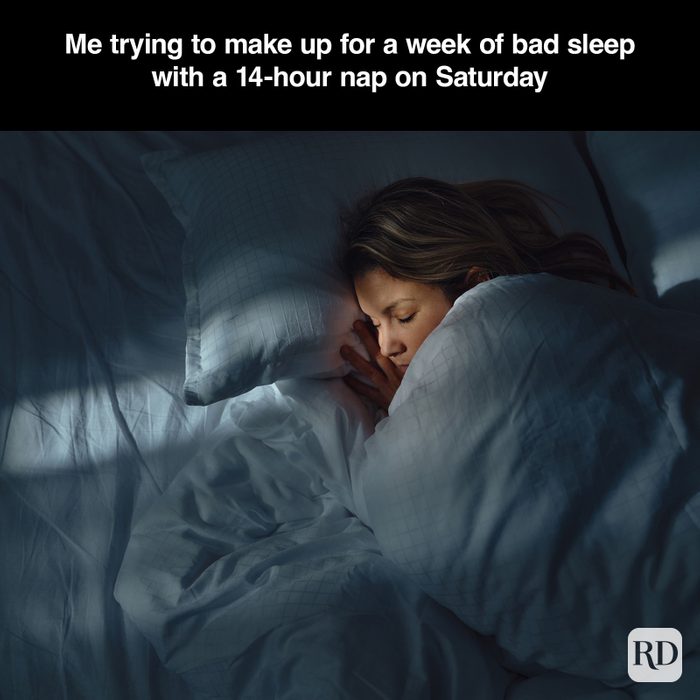 A meme about - Weekend Sleep Debt