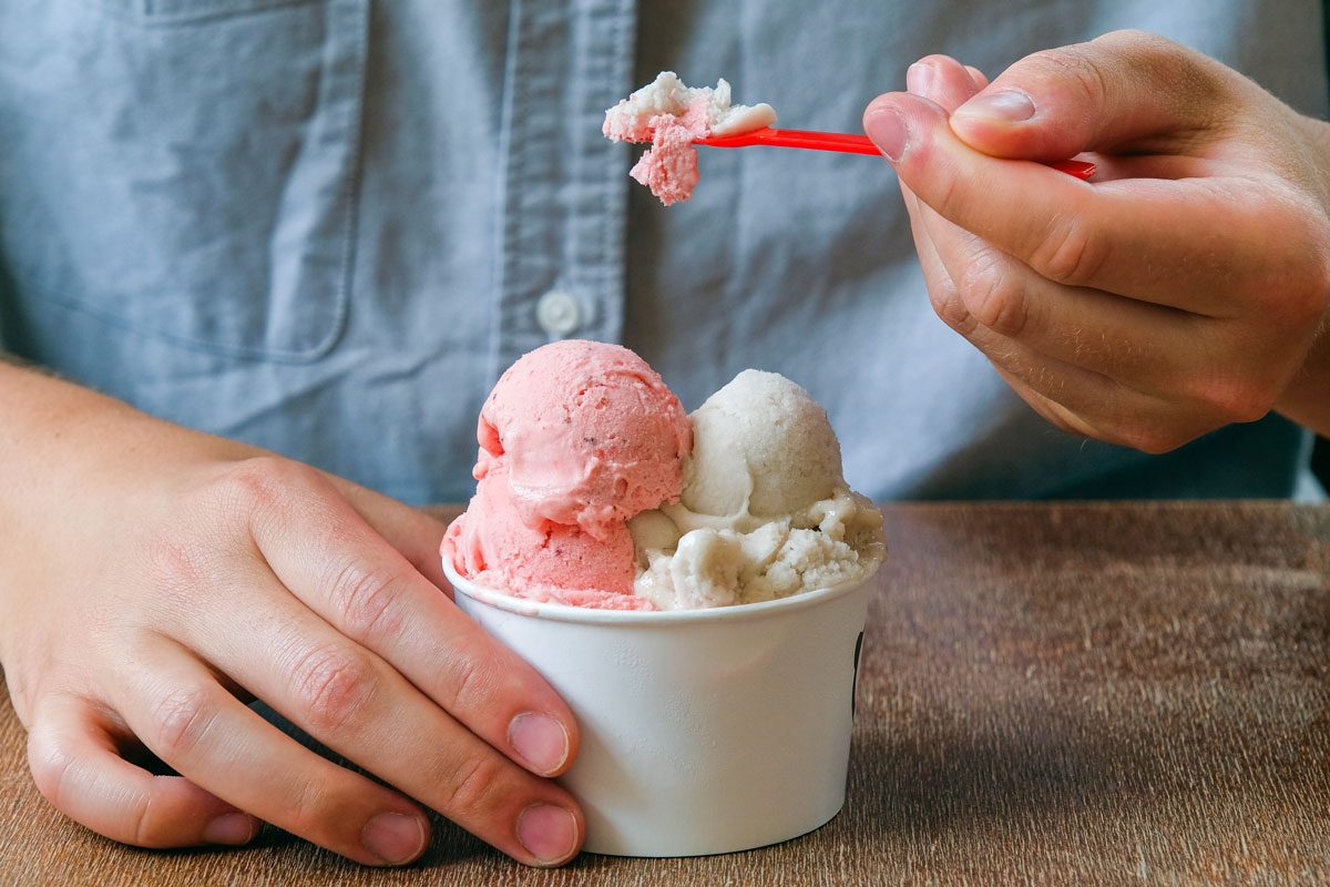 Guy Eats Ice Cream With A Spoon